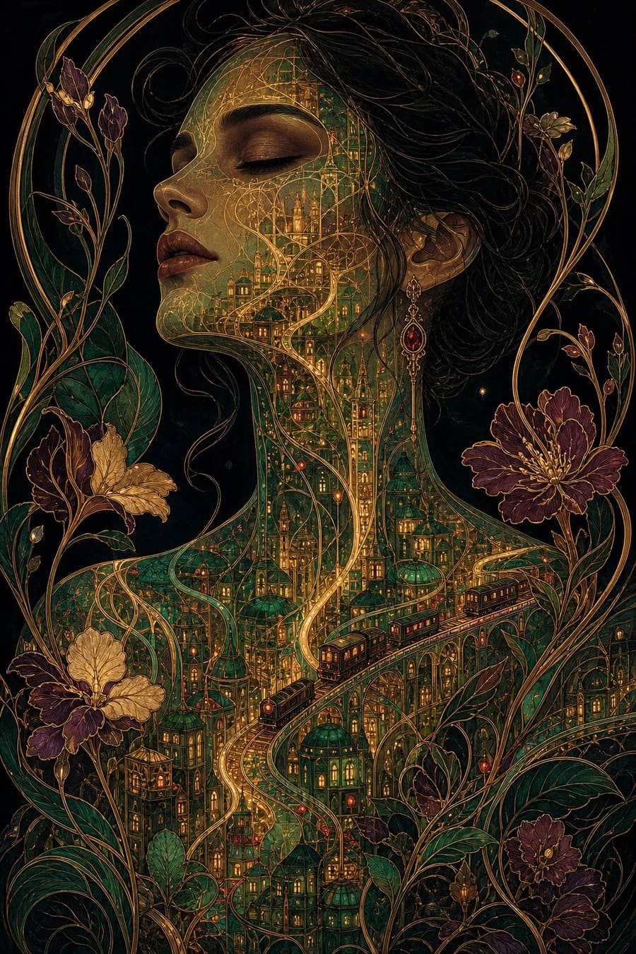 The City Beneath Her Skin, an original biopunk fantasy comic cover
