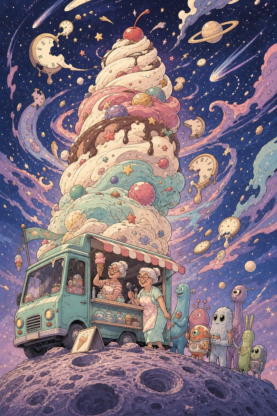 Ice Cream at the End of Time, an original cosmic comedy comic cover