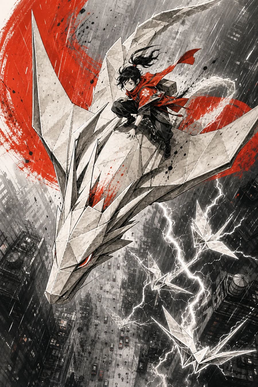 Origami Thunder, an original action manga comic cover